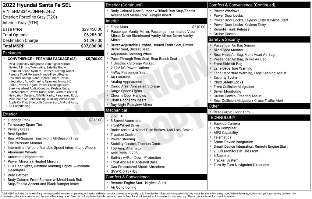 Used 2022 Hyundai Santa Fe SEL w/ Convenience + Premium Package FWD image 5