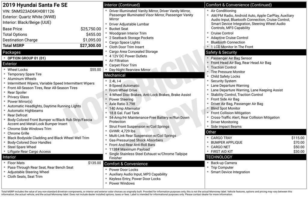 Used 2019 Hyundai Santa Fe SE image 8