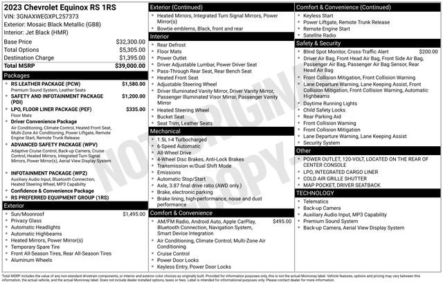 Certified 2023 Chevrolet Equinox RS w/ RS Leather Package AWD/4WD image 6