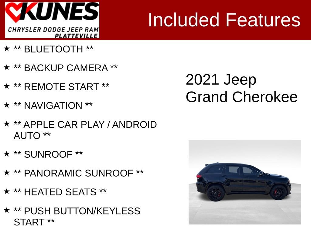 Used 2021 Jeep Grand Cherokee SRT w/ Trailer Tow Group IV image 2