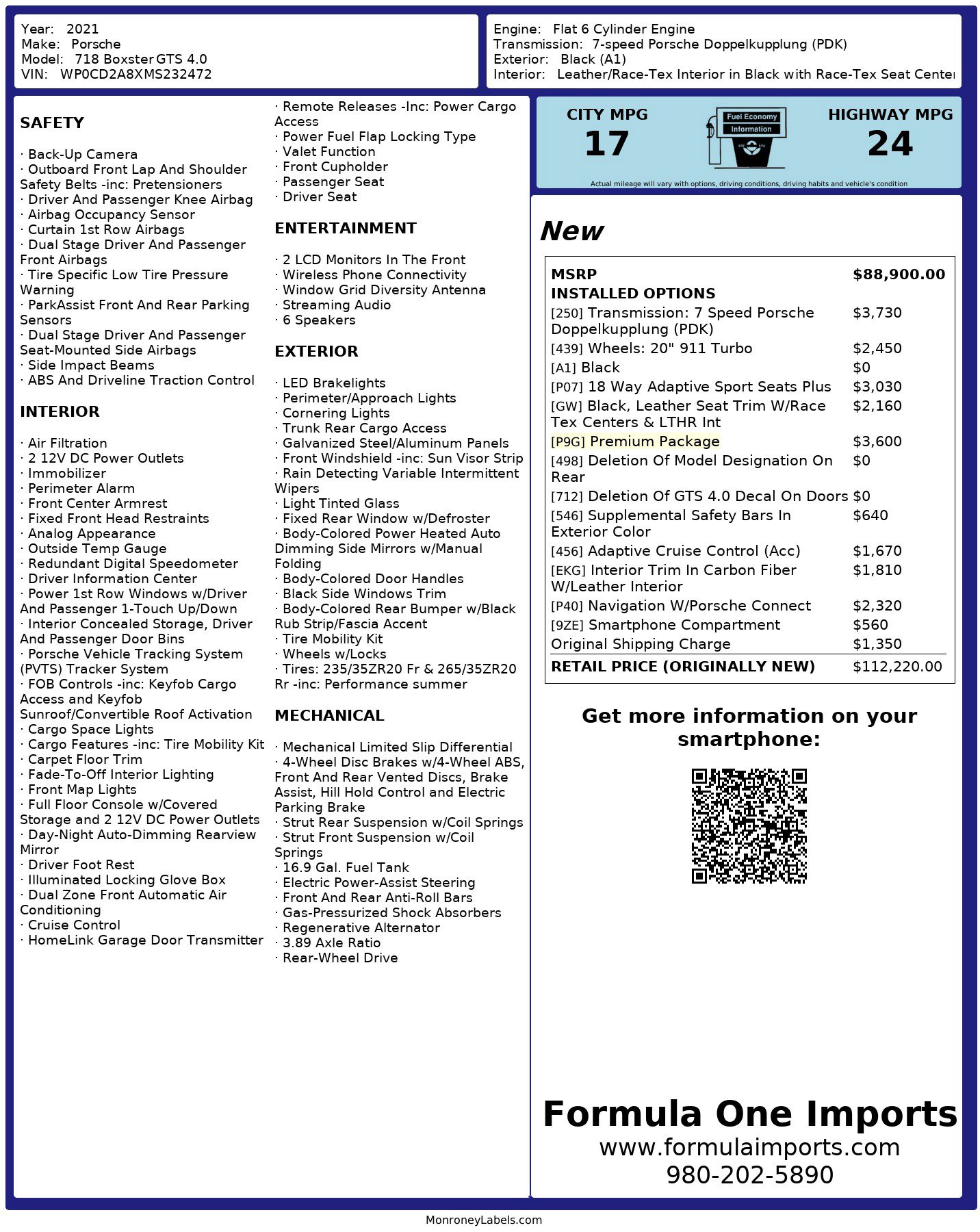 Used 2021 Porsche 718 Boxster GTS w/ Premium Package image 72