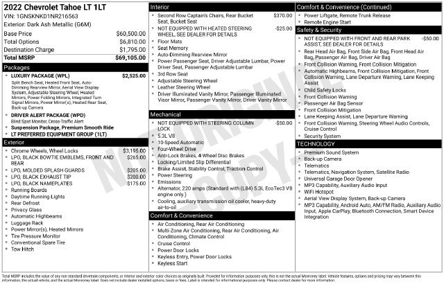 Certified 2022 Chevrolet Tahoe LT w/ Luxury Package AWD/4WD image 39