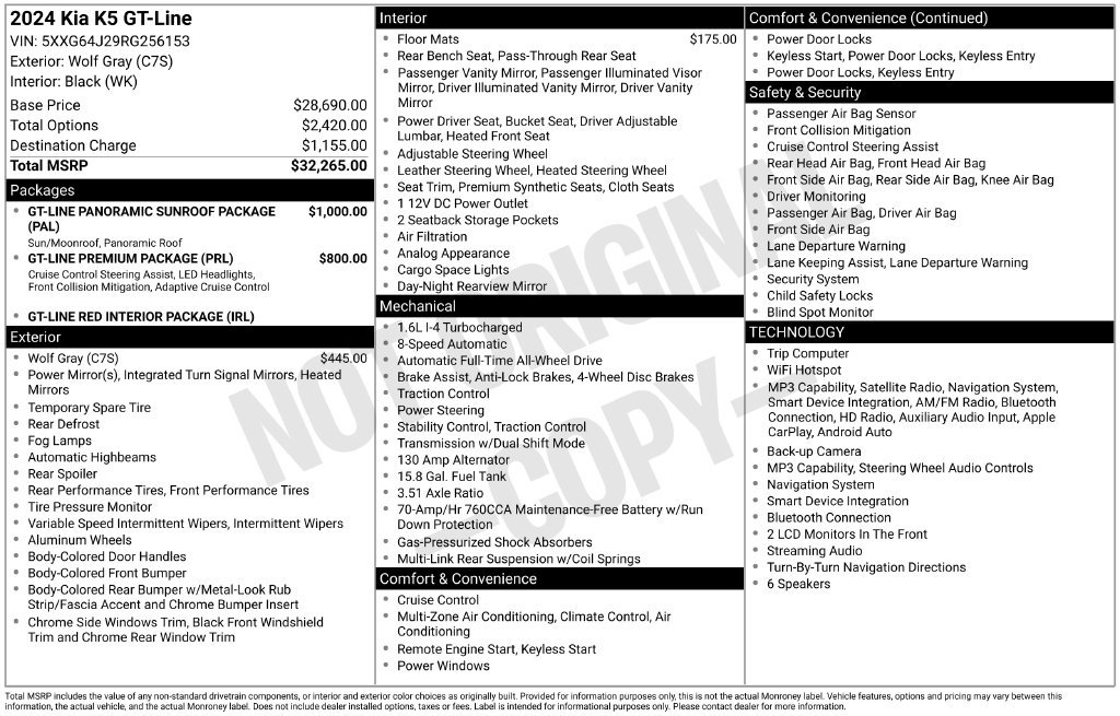Certified 2024 Kia K5 GT-Line AWD/4WD image 7