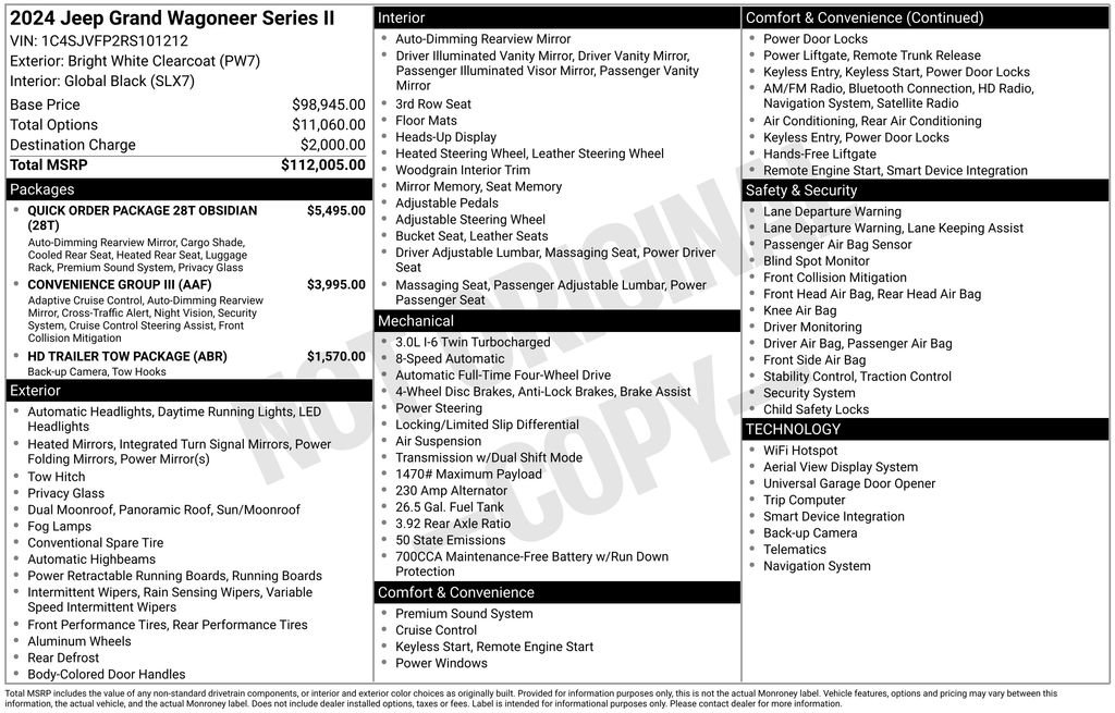 New 2024 Jeep Grand Wagoneer Series II w/ Quick Order Packagew 28T image 15