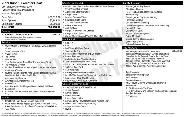 Used 2021 Subaru Forester Sport w/ Popular Package #2 AWD/4WD image 32