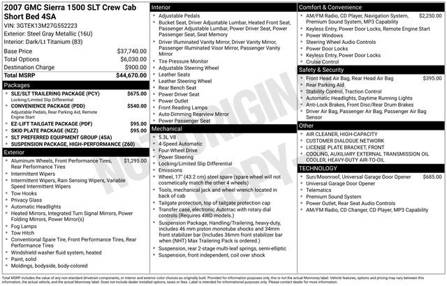 Used 2007 GMC Sierra 1500 SLT w/ SLE/SLT Trailering Package AWD/4WD image 3