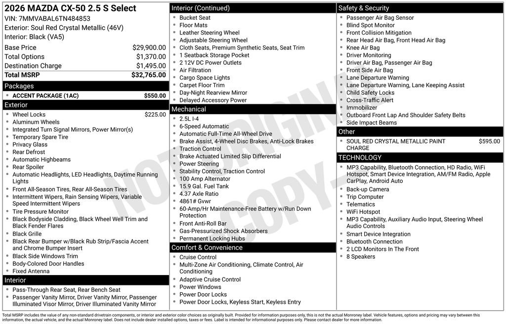 New 2026 MAZDA CX-50 AWD 2.5 S w/ Accent Package image 12