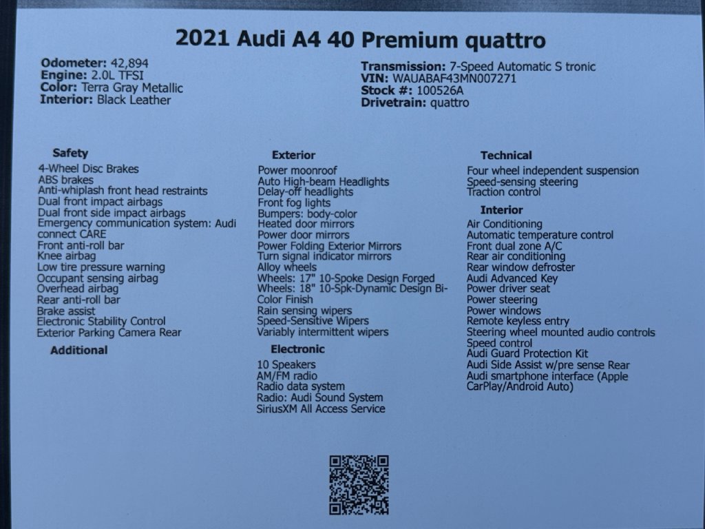 Used 2021 Audi A4 2.0T Premium w/ Convenience Package AWD/4WD image 49