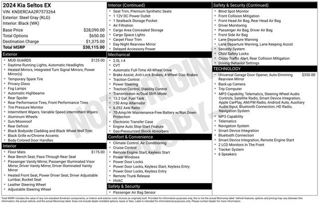 Certified 2024 Kia Seltos EX AWD/4WD image 31