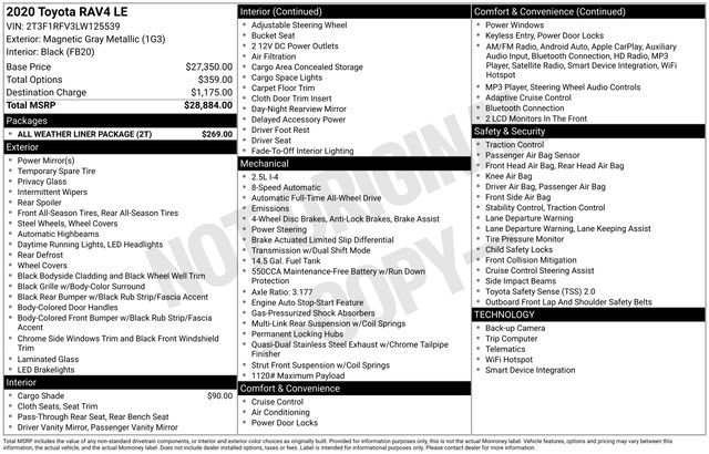 Used 2020 Toyota RAV4 LE w/ All Weather Liner Package image 31