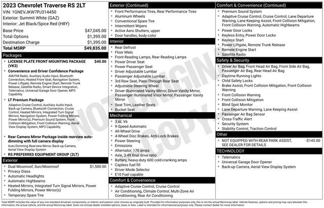 Used 2023 Chevrolet Traverse RS AWD/4WD image 47