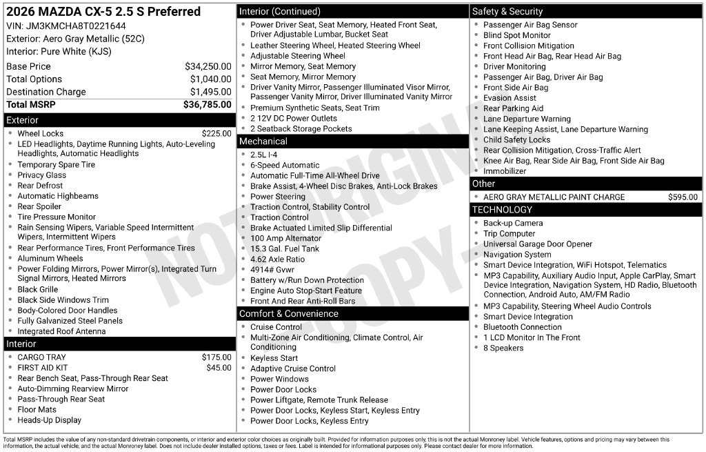 New 2026 MAZDA CX-5 Preferred AWD/4WD image 34