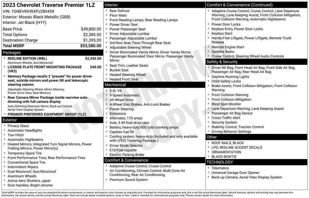 Certified 2023 Chevrolet Traverse Premier w/ Redline Edition AWD/4WD image 33
