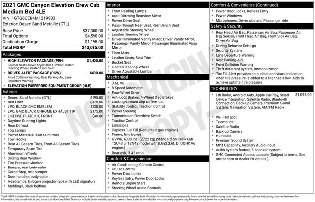 Used 2021 GMC Canyon Elevation w/ High Elevation Package AWD/4WD image 12