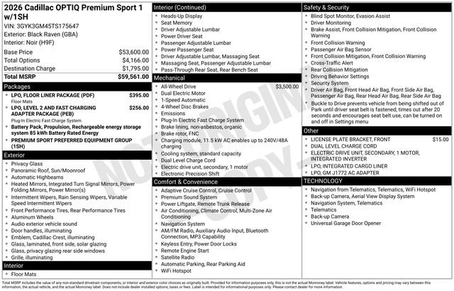 New 2026 Cadillac Optiq Sport 2 w/ LPO, Floor Liner Package AWD/4WD image 26