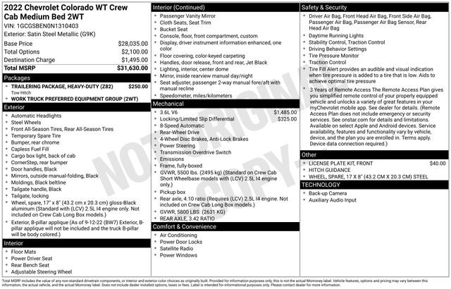 Used 2022 Chevrolet Colorado W/T RWD image 16
