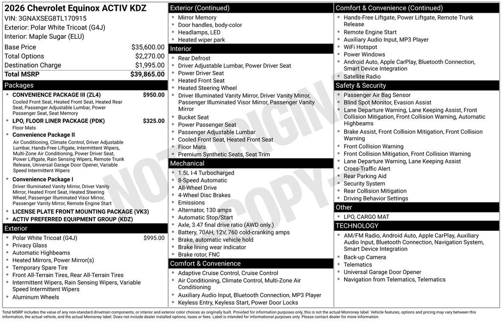 New 2026 Chevrolet Equinox ACTIV w/ Convenience Package III image 8