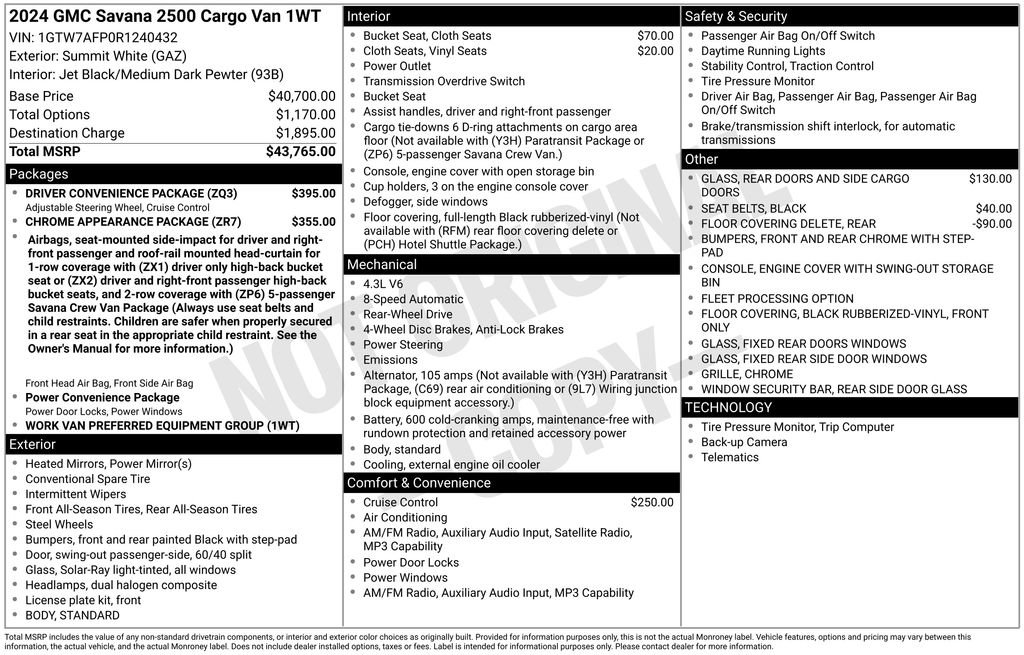 Used 2024 GMC Savana 2500 w/ Driver Convenience Package RWD image 31