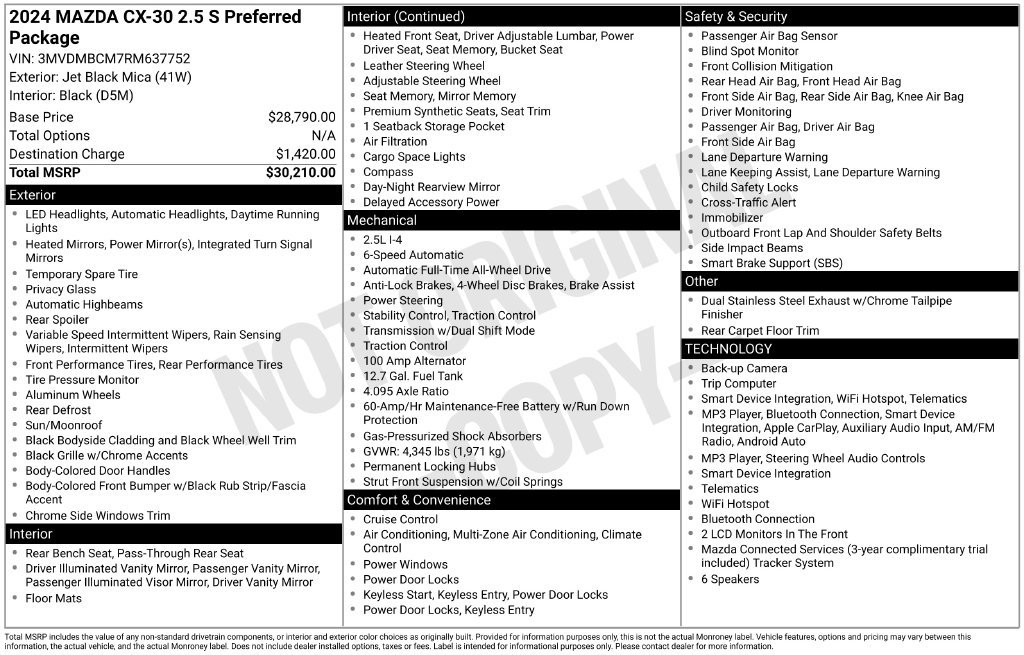 Certified 2024 MAZDA CX-30 AWD 2.5 S w/ Preferred Package image 40