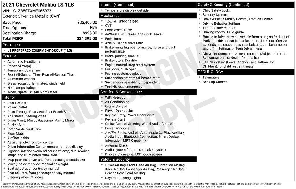 Used 2021 Chevrolet Malibu LS FWD image 7