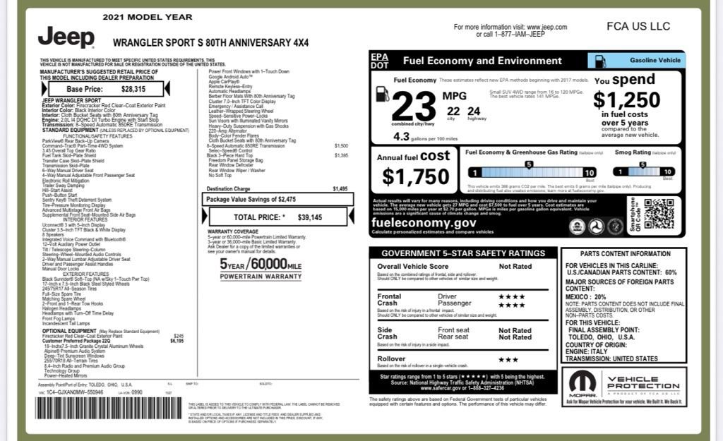 Used 2021 Jeep Wrangler Sport image 20