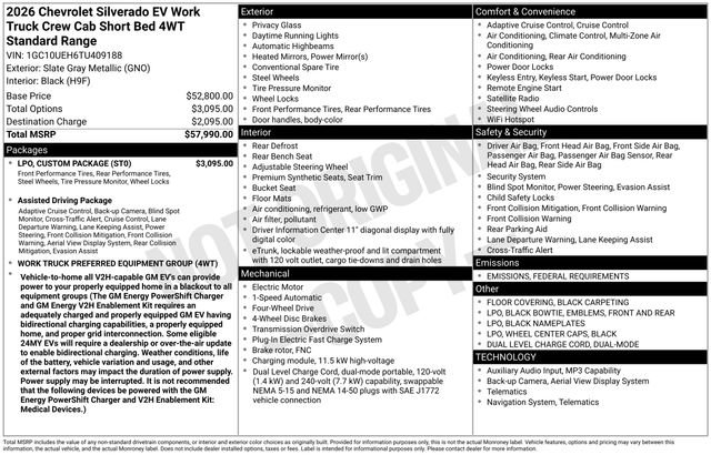New 2026 Chevrolet Silverado EV W/T w/ LPO, Custom Package image 4