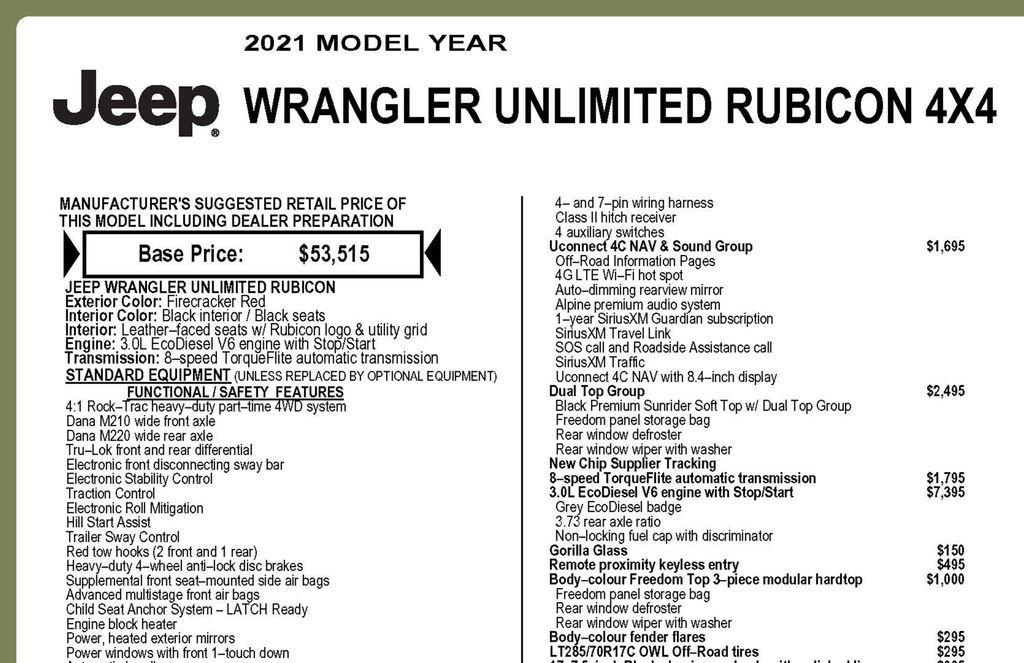 Used 2021 Jeep Wrangler Unlimited Rubicon w/ Dual Top Group AWD/4WD image 2