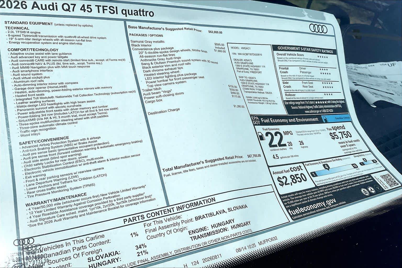 New 2026 Audi Q7 2.0T Premium AWD/4WD image 19