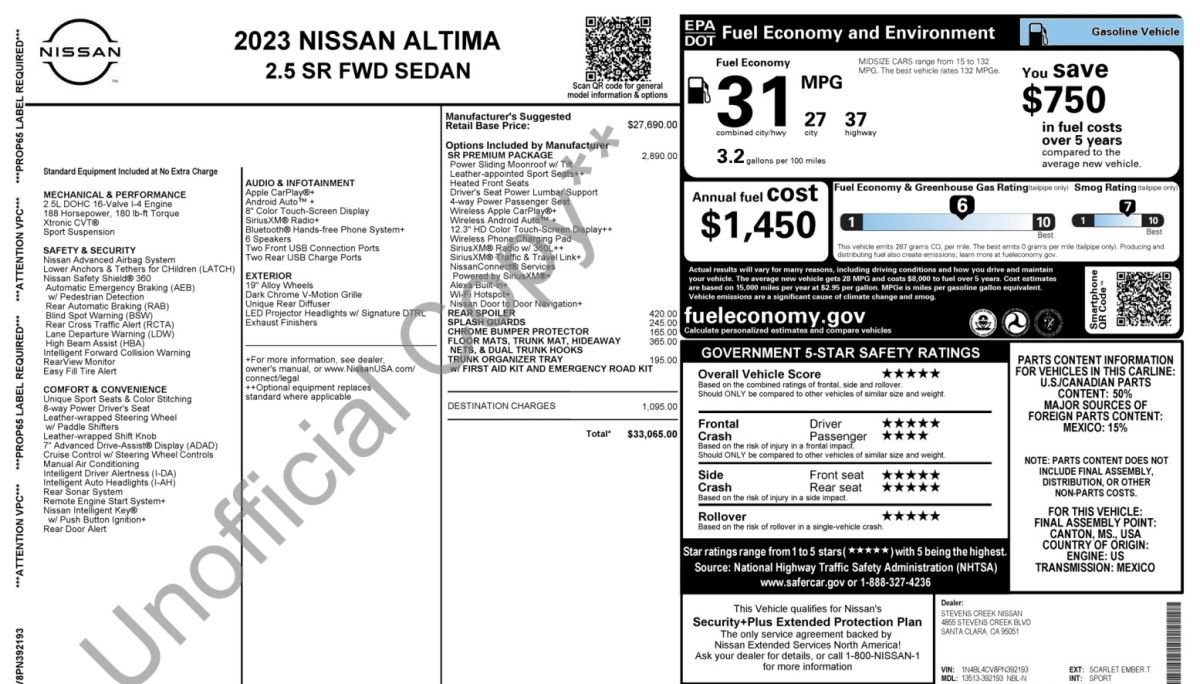 Used 2023 Nissan Altima 2.5 SR w/ SR Premium Package image 14