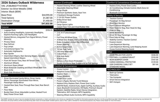 Used 2026 Subaru Outback Wilderness AWD/4WD image 3