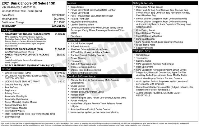 Used 2021 Buick Encore GX Select w/ Advanced Technology Package AWD/4WD image 37