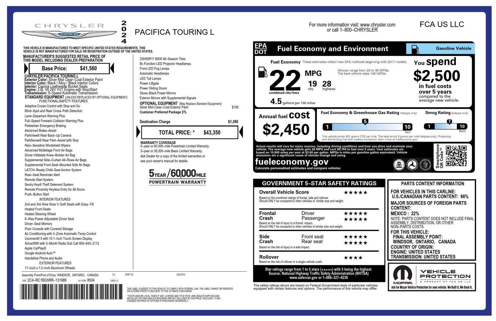 Used 2024 Chrysler Pacifica Touring-L FWD image 13