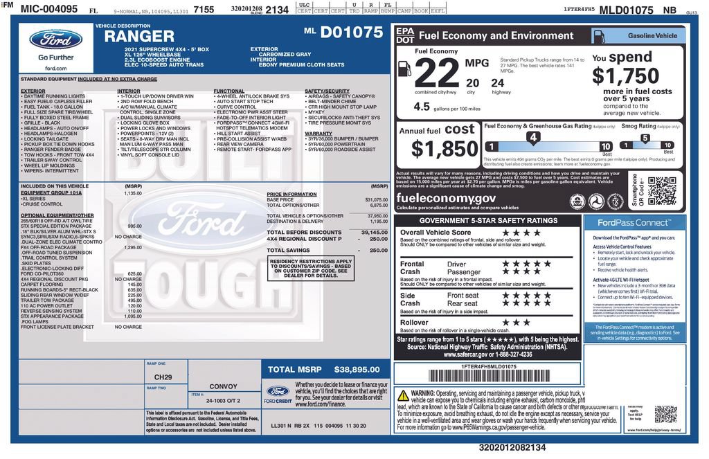Used 2021 Ford Ranger XL w/ FX4 Off-Road Package AWD/4WD image 43