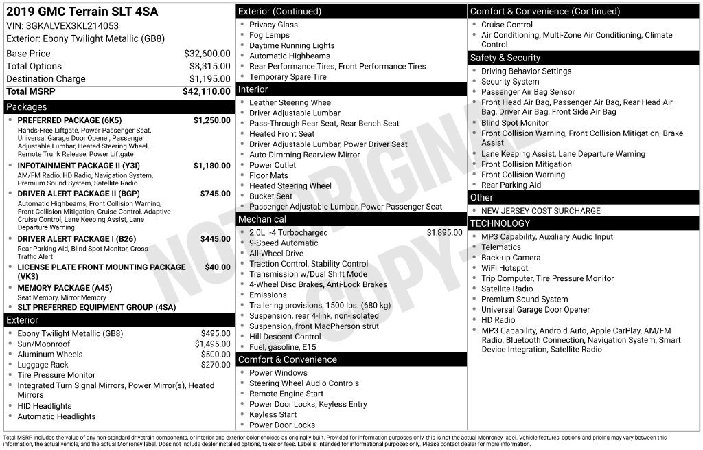Used 2019 GMC Terrain SLT w/ Preferred Package AWD/4WD image 32