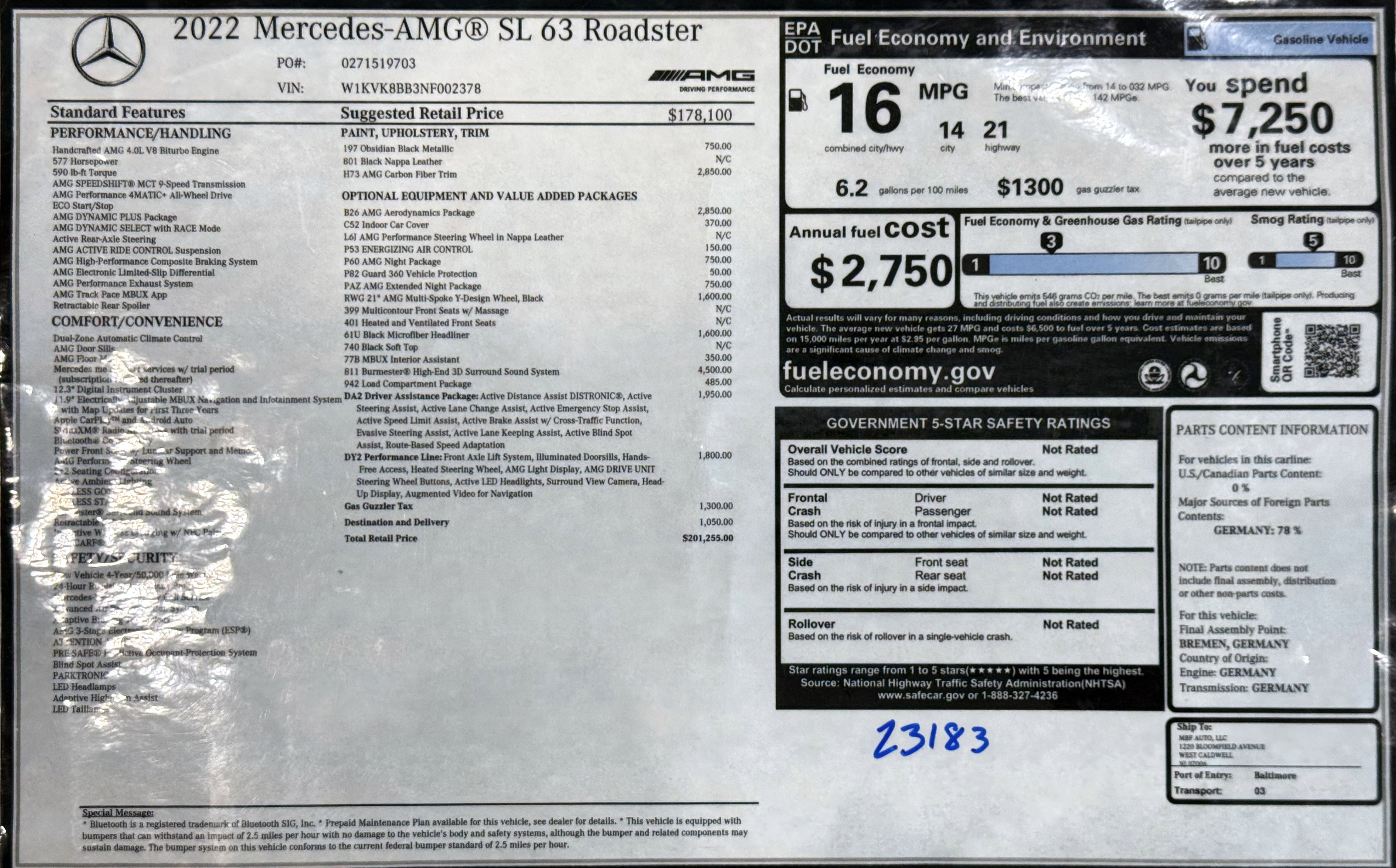 Used 2022 Mercedes-Benz SL 63 AMG 4MATIC image 2