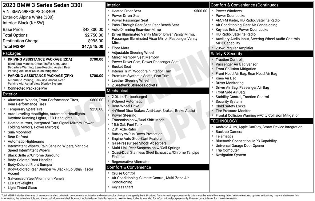 Used 2023 BMW 330i Sedan w/ Parking Assistance Package RWD image 6