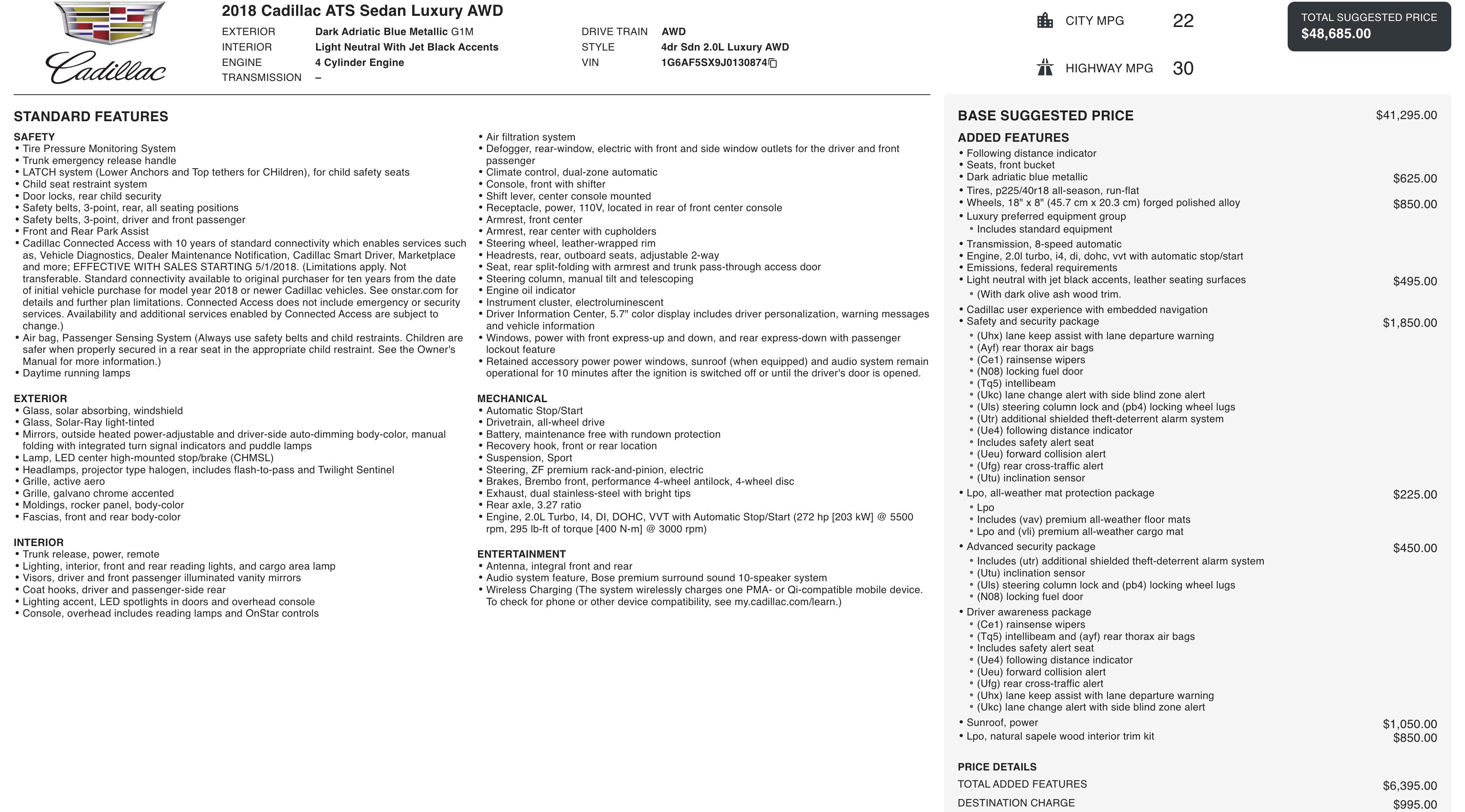 Used 2018 Cadillac ATS Luxury w/ Safety and Security Package AWD/4WD image 3