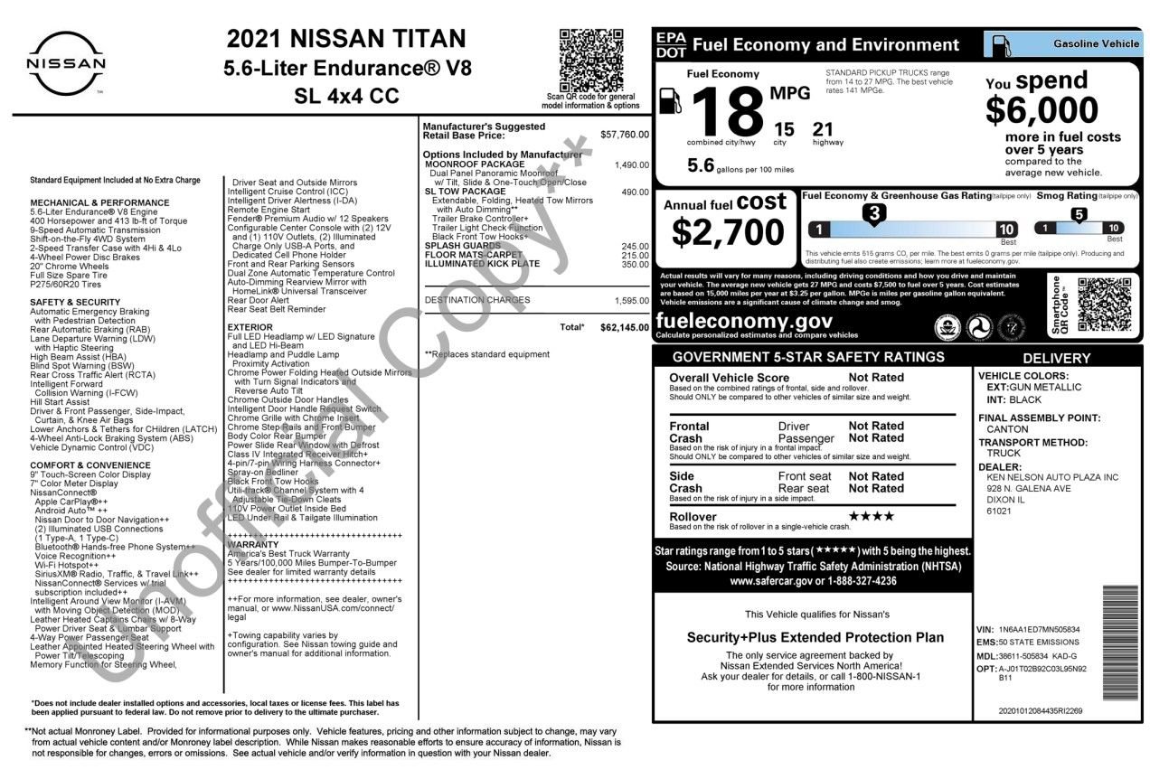 Used 2021 Nissan Titan SL w/ Moonroof Package AWD/4WD image 36