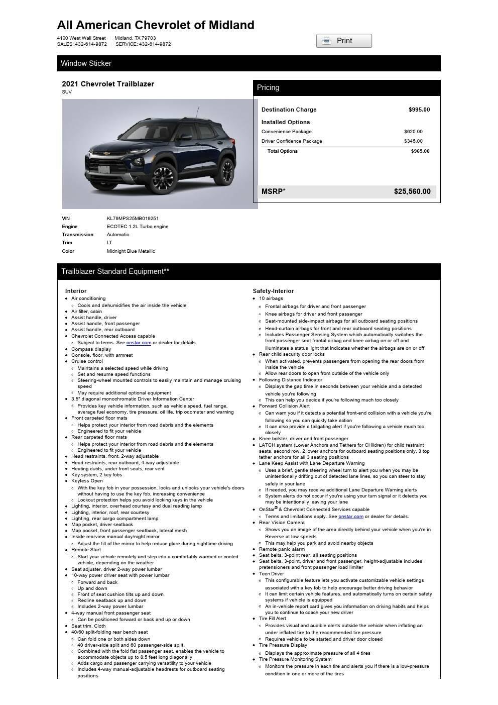 Used 2021 Chevrolet TrailBlazer LT w/ Convenience Package FWD image 39