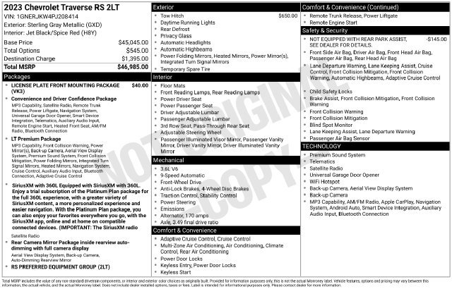Certified 2023 Chevrolet Traverse RS FWD image 50