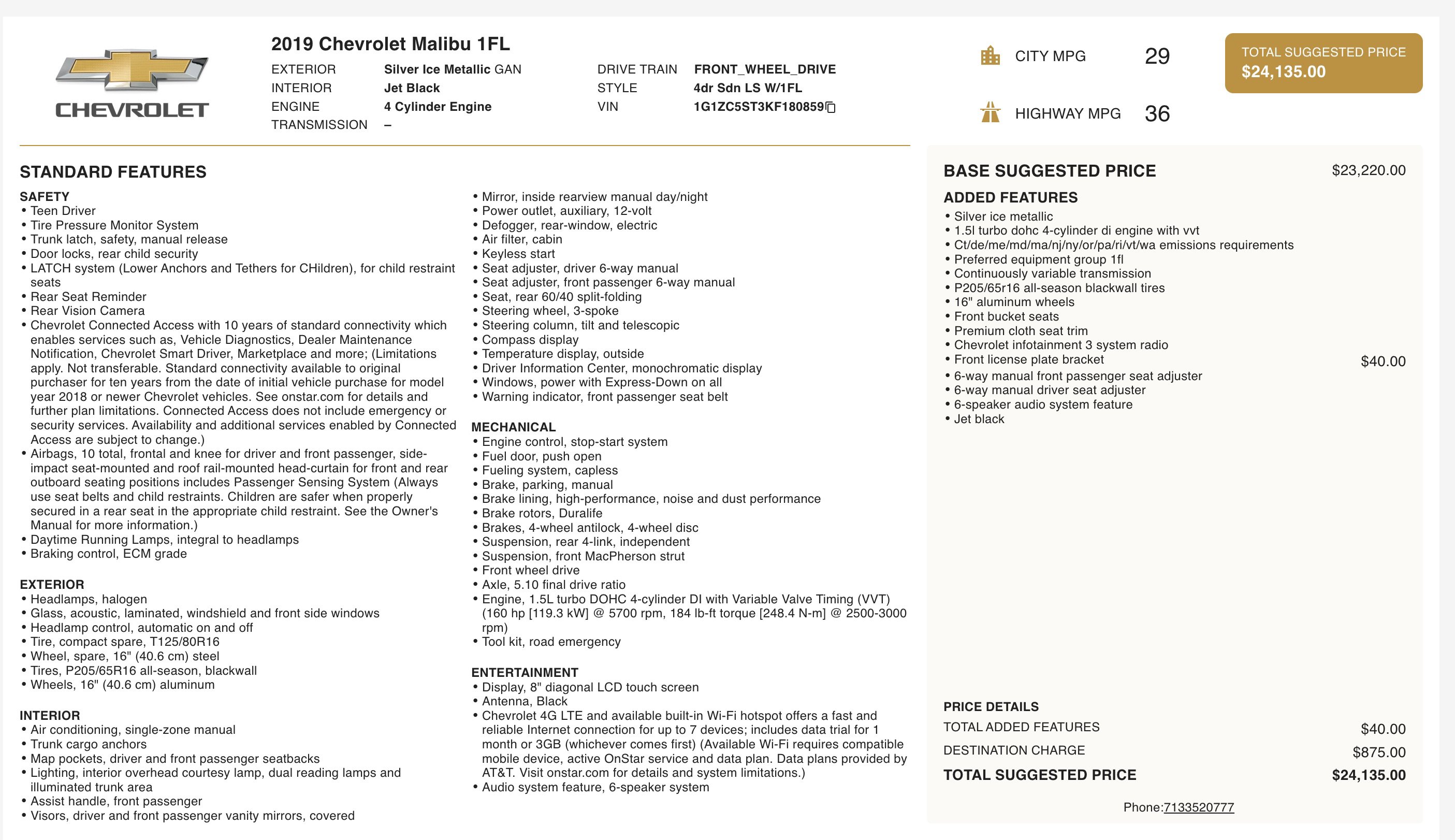 Used 2019 Chevrolet Malibu LS image 4