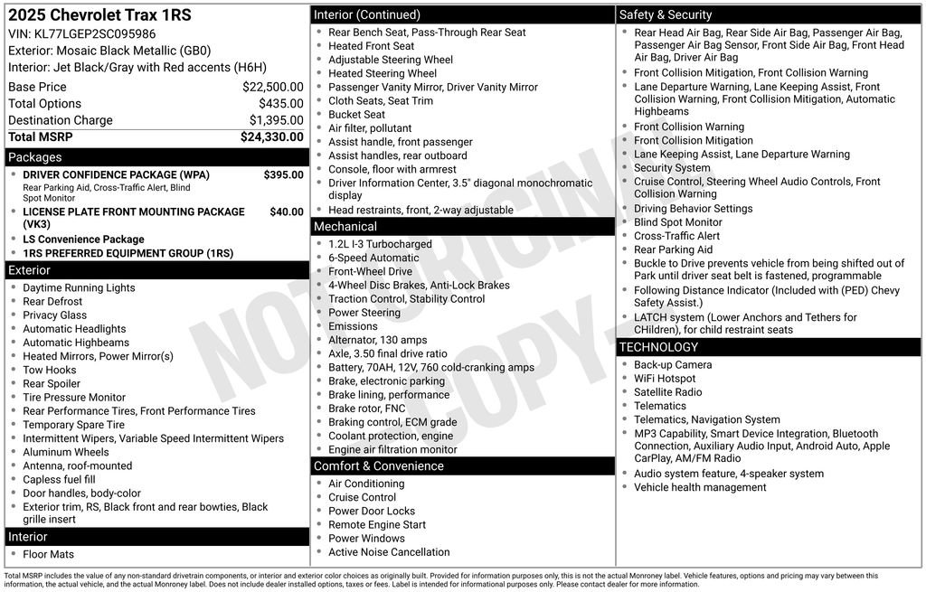 Used 2025 Chevrolet Trax RS w/ Driver Confidence Package FWD image 9