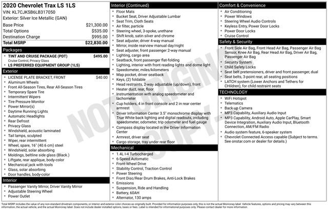 Used 2020 Chevrolet Trax LS w/ Tint and Cruise Package image 2