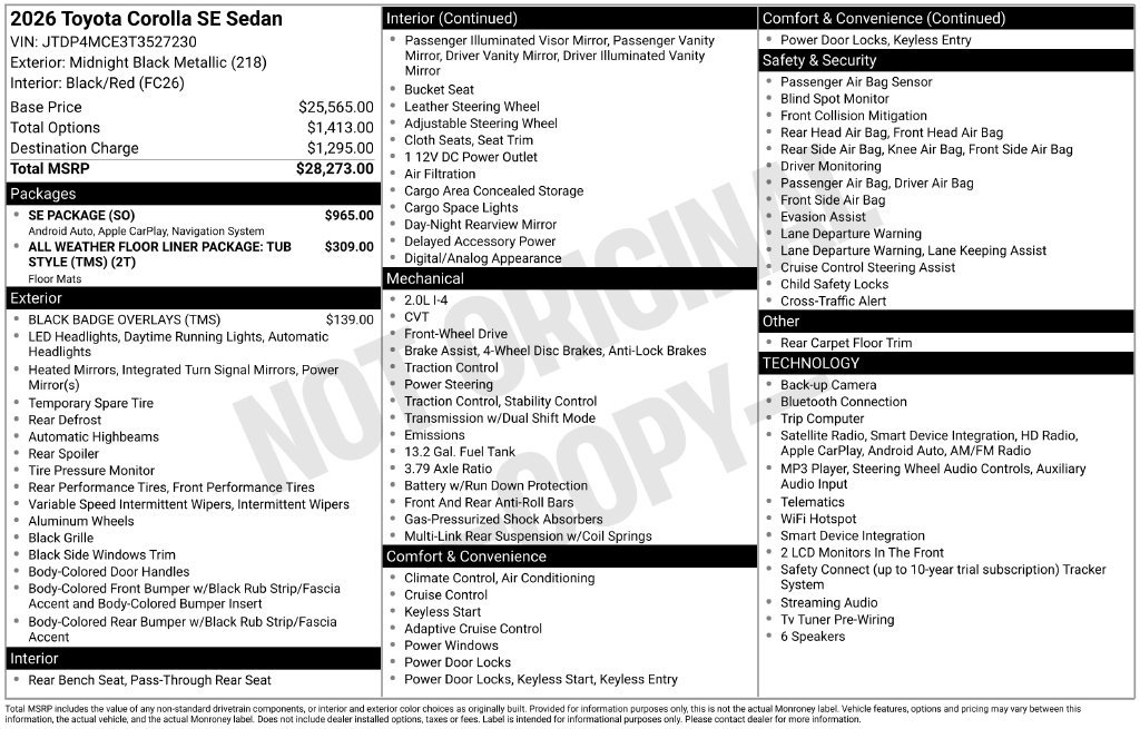Used 2026 Toyota Corolla SE w/ SE Package FWD image 5