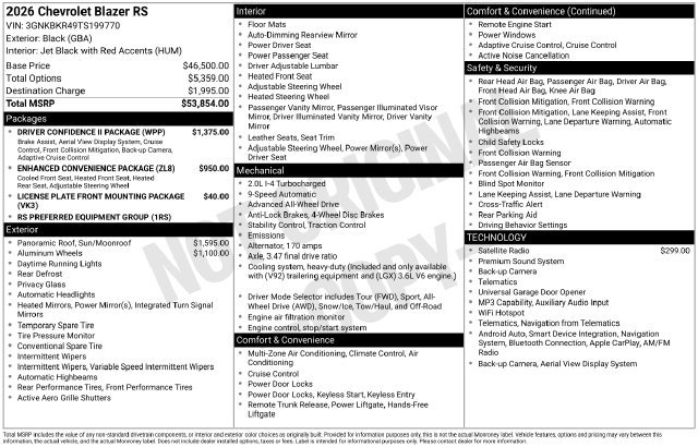 New 2026 Chevrolet Blazer RS w/ Driver Confidence II Package AWD/4WD image 4