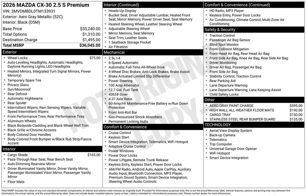New 2026 MAZDA CX-30 AWD 2.5 S w/ Premium Package image 35