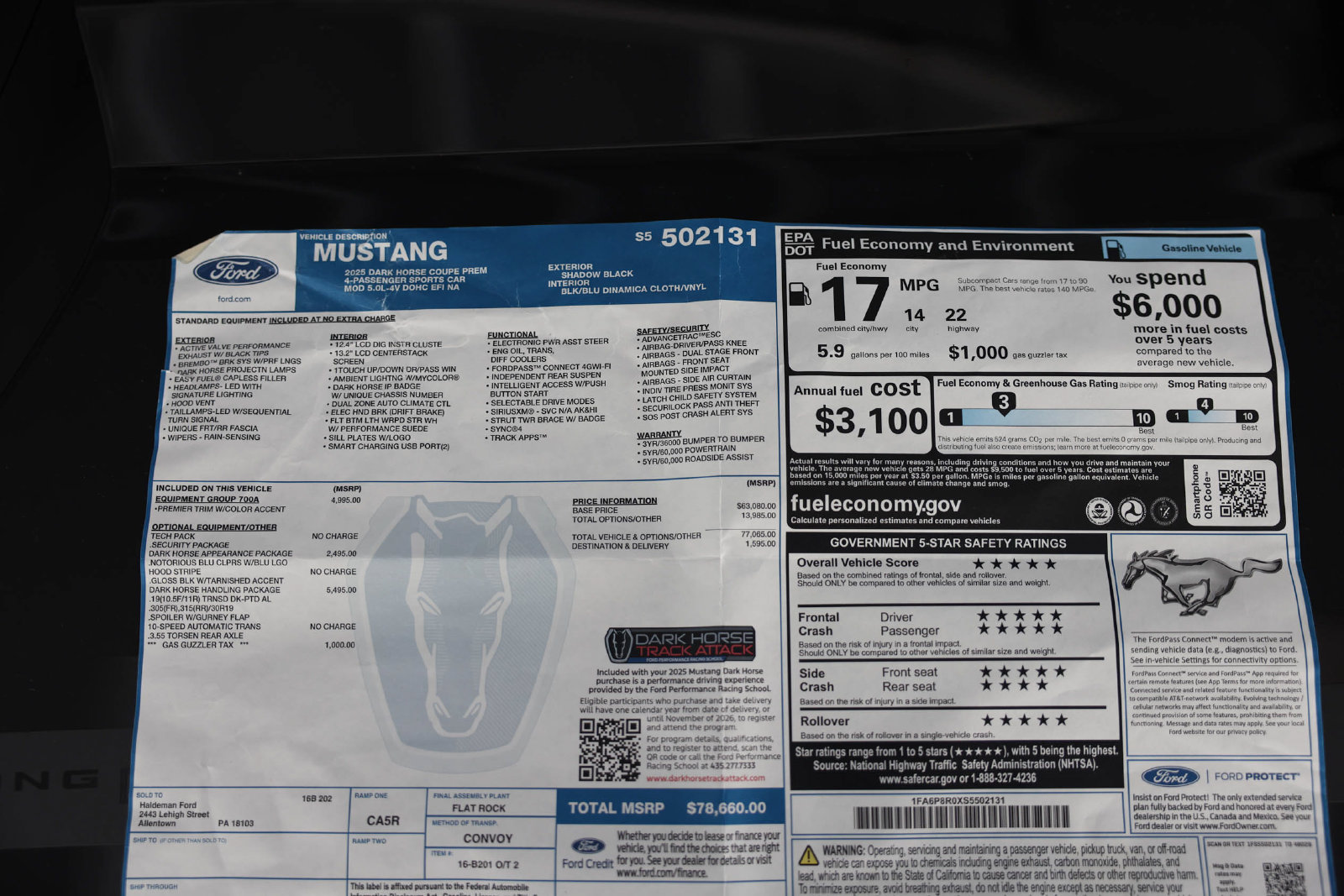 Used 2025 Ford Mustang Dark Horse w/ Dark Horse Handlin Package RWD image 36