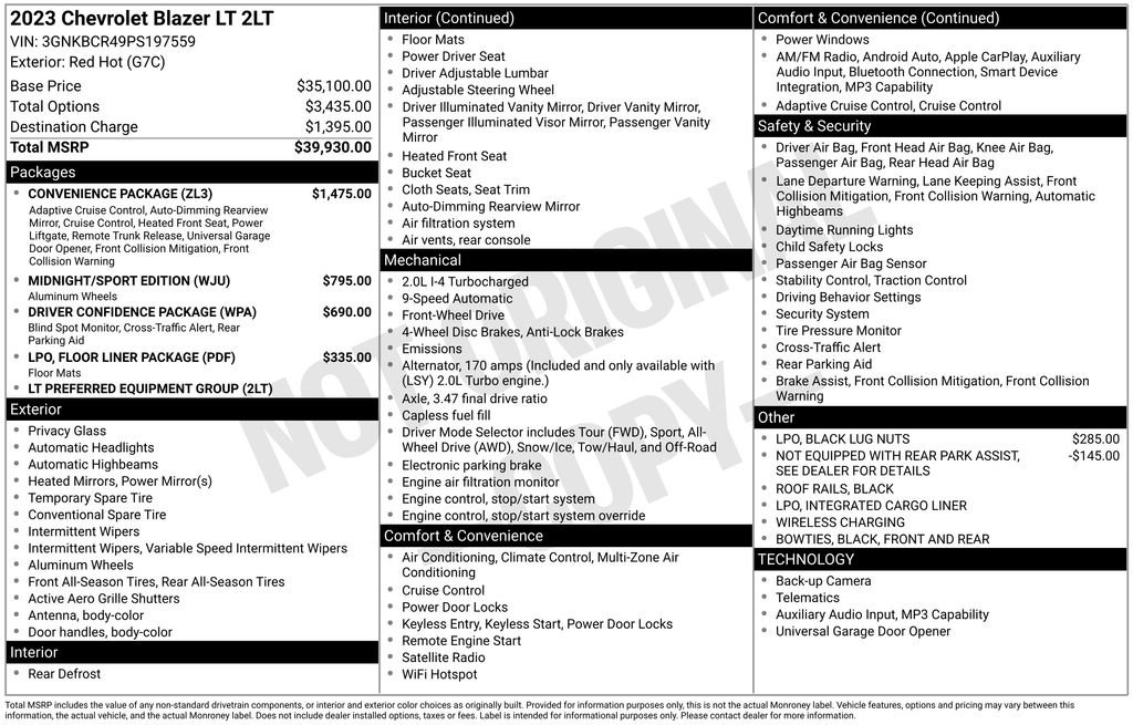 Used 2023 Chevrolet Blazer LT w/ Convenience Package FWD image 4