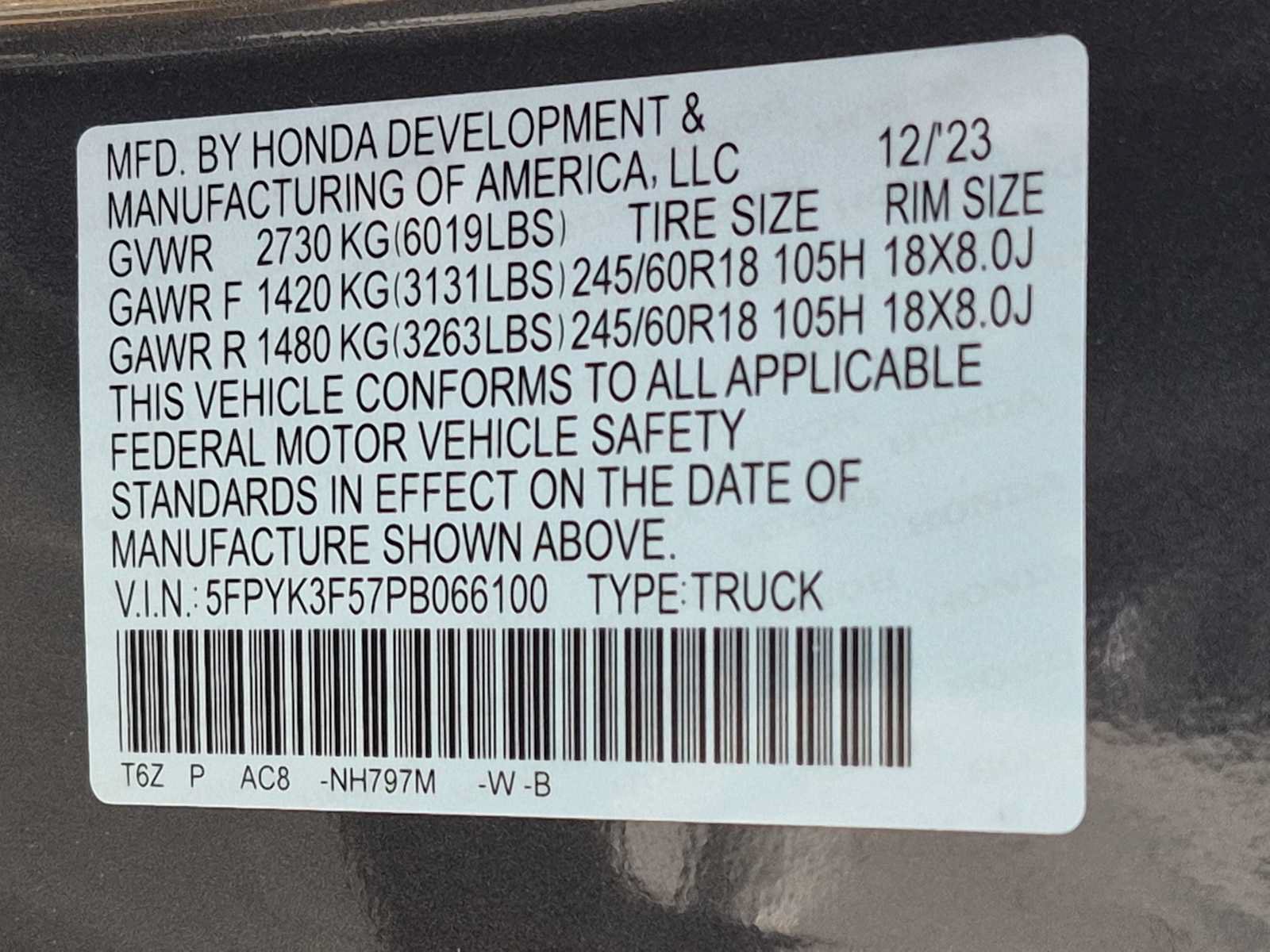 Certified 2023 Honda Ridgeline RTL image 33