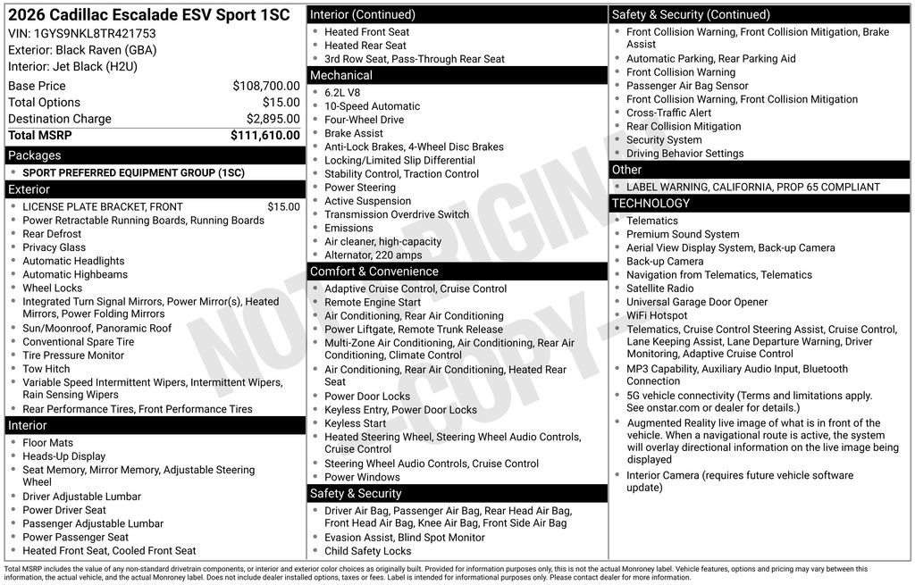 New 2026 Cadillac Escalade ESV Sport AWD/4WD image 5
